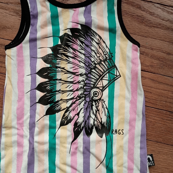 Rags To Raches Striped Sleeveless Feather Romper - Picture 3 of 5